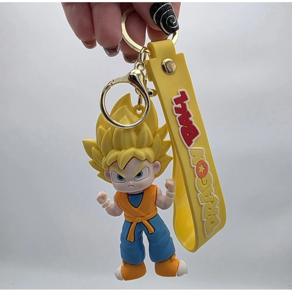 NEW! Dragon Ball Z Goku Keychain Clip-On with Charm, Loop Strap & Clasp - PVC